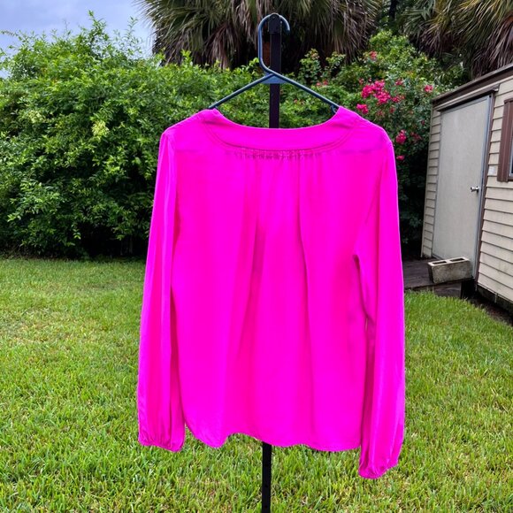 Trina Turk 100% Silk Pink Balloon Sleeve Tunic Top Size L - Picture 2 of 7